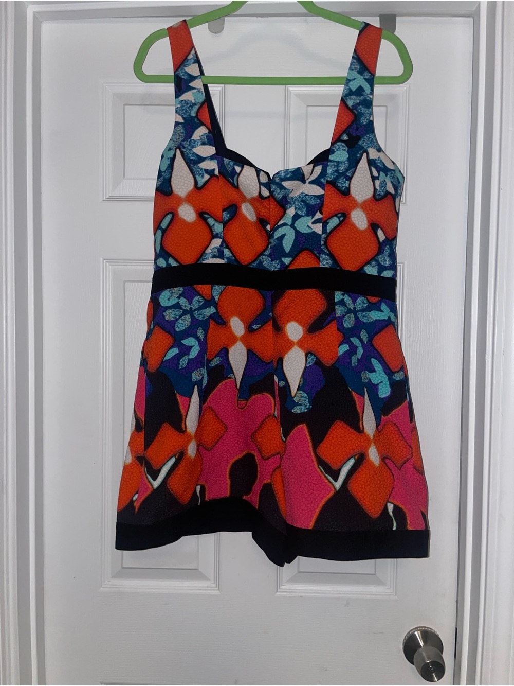 Peter Pilotto Multicolor Floral-Print Romper — Orange, Pink & Blue